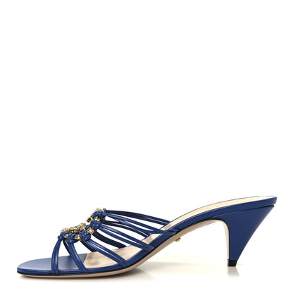 Gucci Malaga Kid Crystal GG Isa Ankle Strap 55mm Sandals 37 Rio Blue 1 of 10