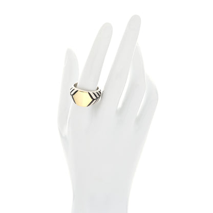 David Yurman Sterling Silver 18K Yellow Gold Hexagon Modern Chevron Ring 60 9 2 of 4