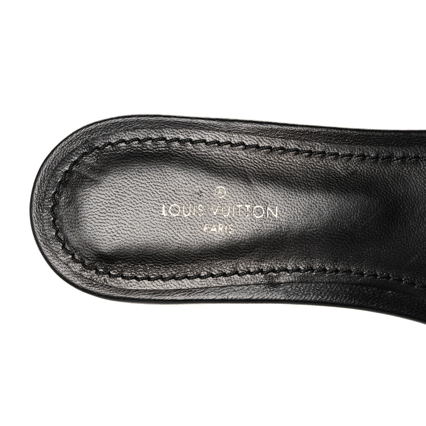 Lambskin Embossed Monogram Revival Flat Mules 36.5 Black
