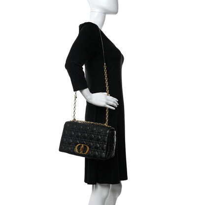 Christian Dior Grained Calfskin Cannage Large Caro Bag Black 2 of 13