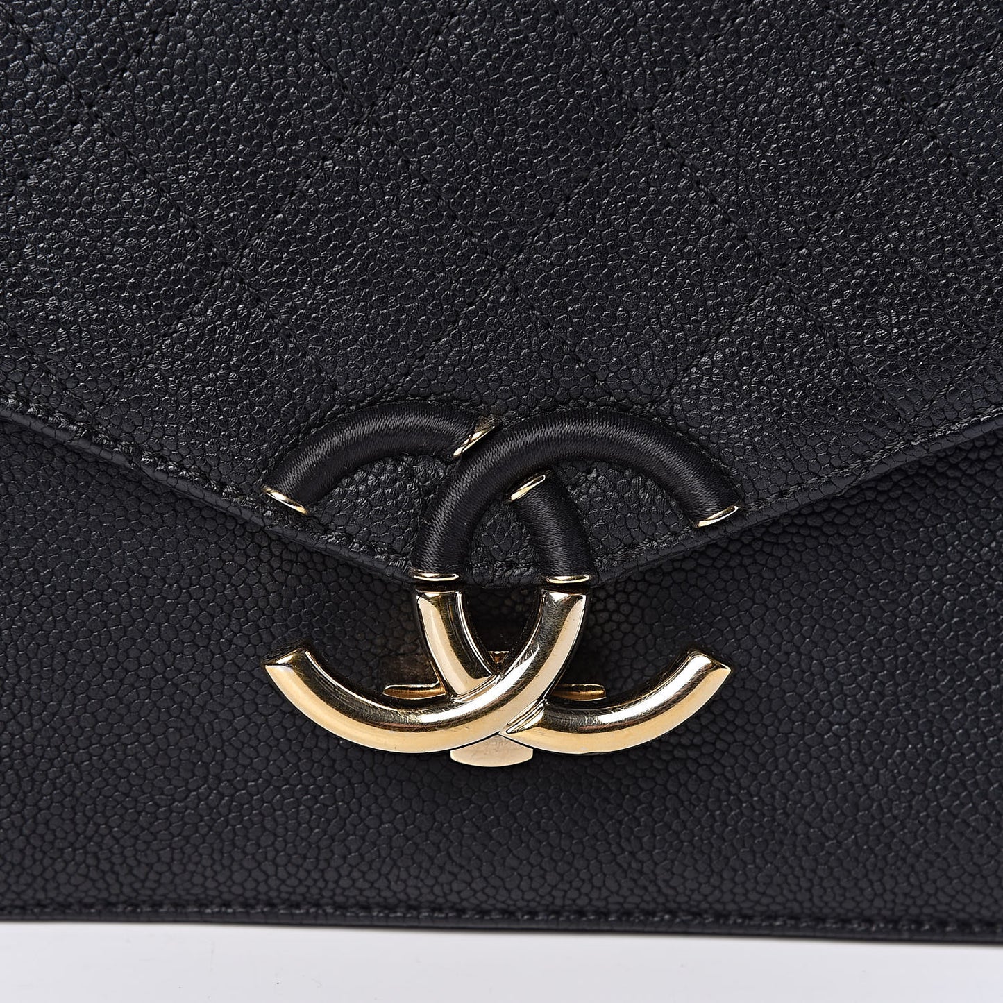 Grained Calfskin Quilted Medium Cuba Top Handle Flap Black