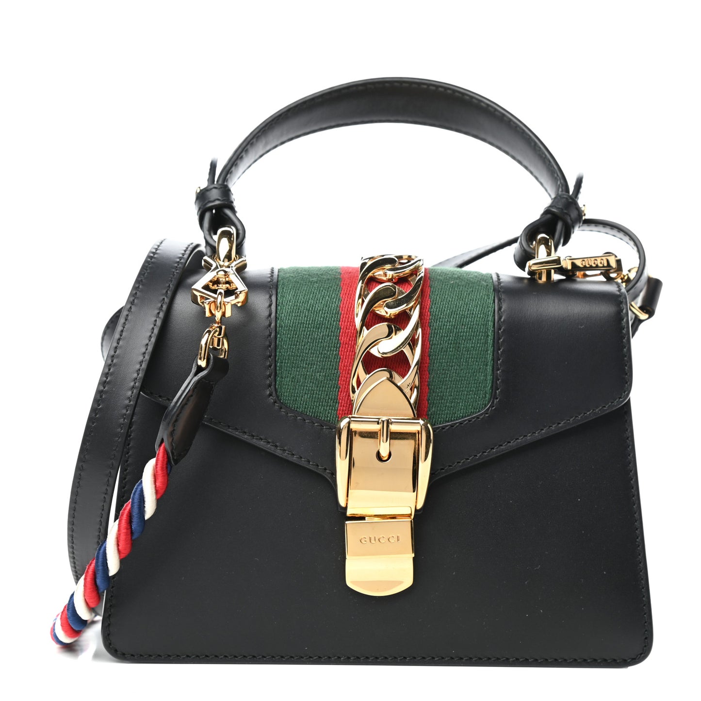 Calfskin Mini Sylvie Top Handle Bag Black