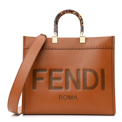 Fendi Vitello King Plexiglass Medium Fendi Sunshine Shopper Tote Cuoio 1 of 10