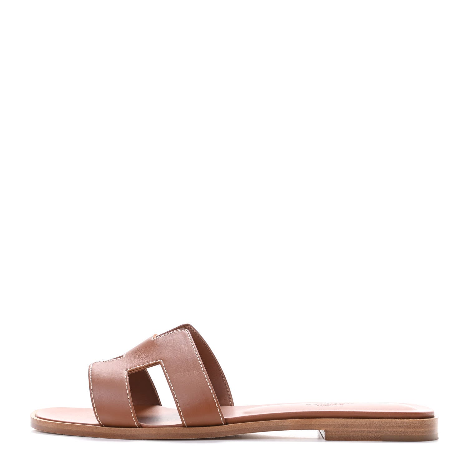 Hermes Box Calfskin Oran Sandals 38.5 Gold 1 of 8