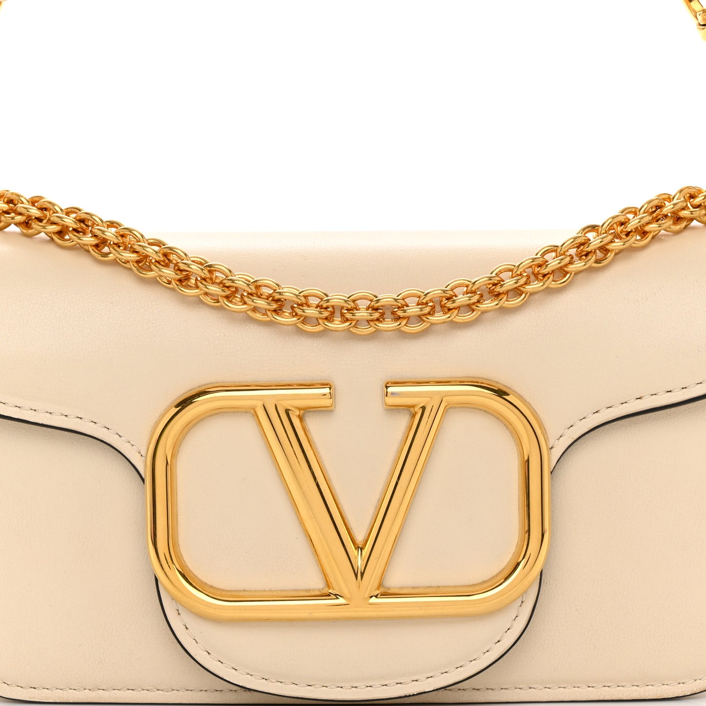 Calfskin Vlogo Small Loco Shoulder Bag Light Ivory