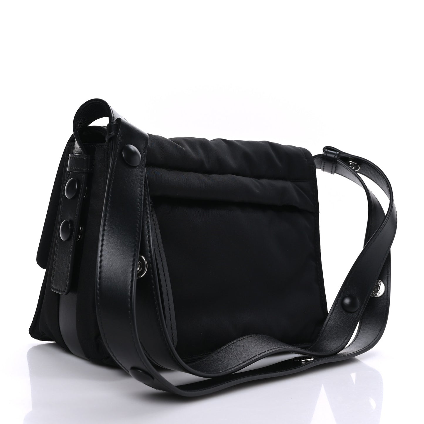 Re-Nylon Vitello Padded Small Flap Shoulder Bag Black
