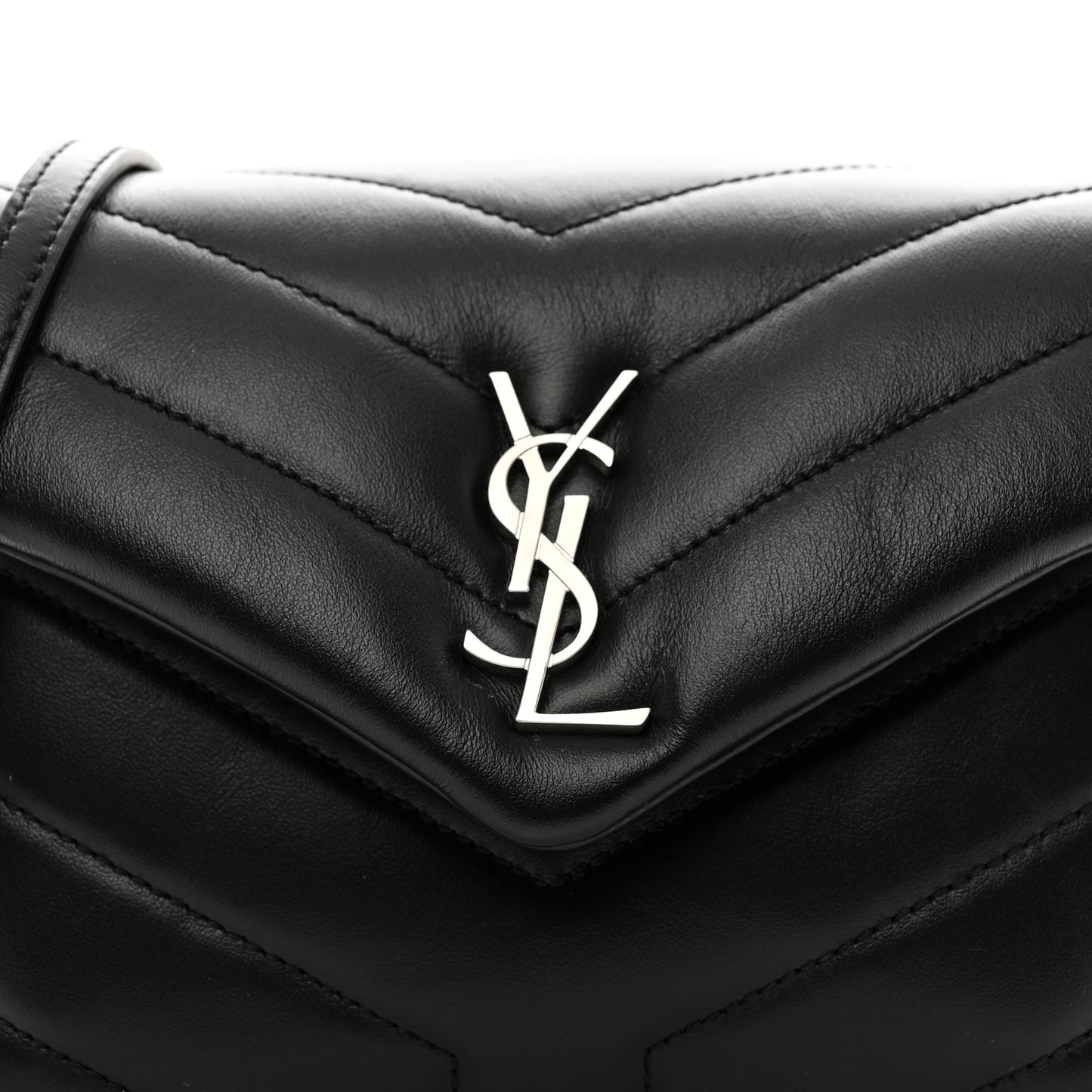 Calfskin Y Quilted Monogram Toy Loulou Crossbody Bag Black
