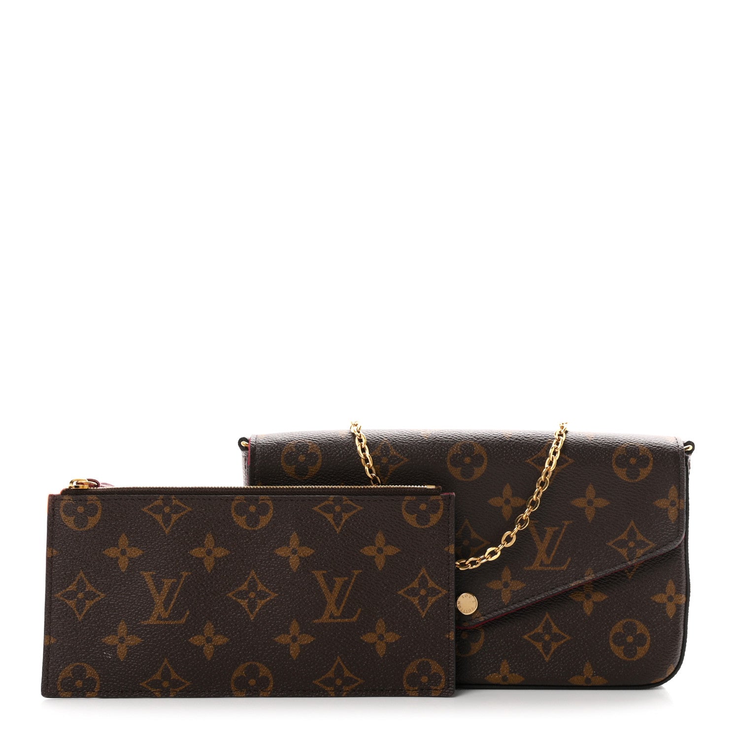 Louis Vuitton Monogram Pochette Felicie Chain Wallet Fuchsia 3 of 12