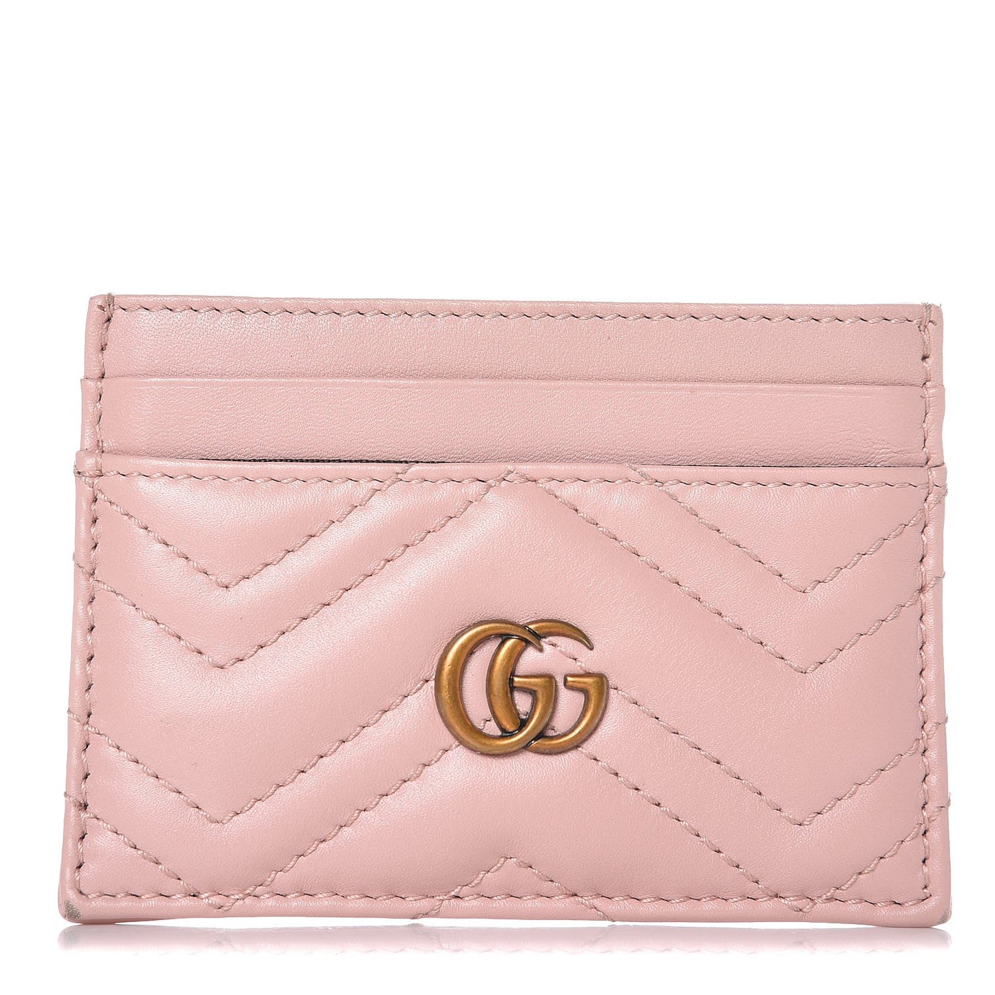 Calfskin Matelasse GG Marmont Card Holder Perfect Pink