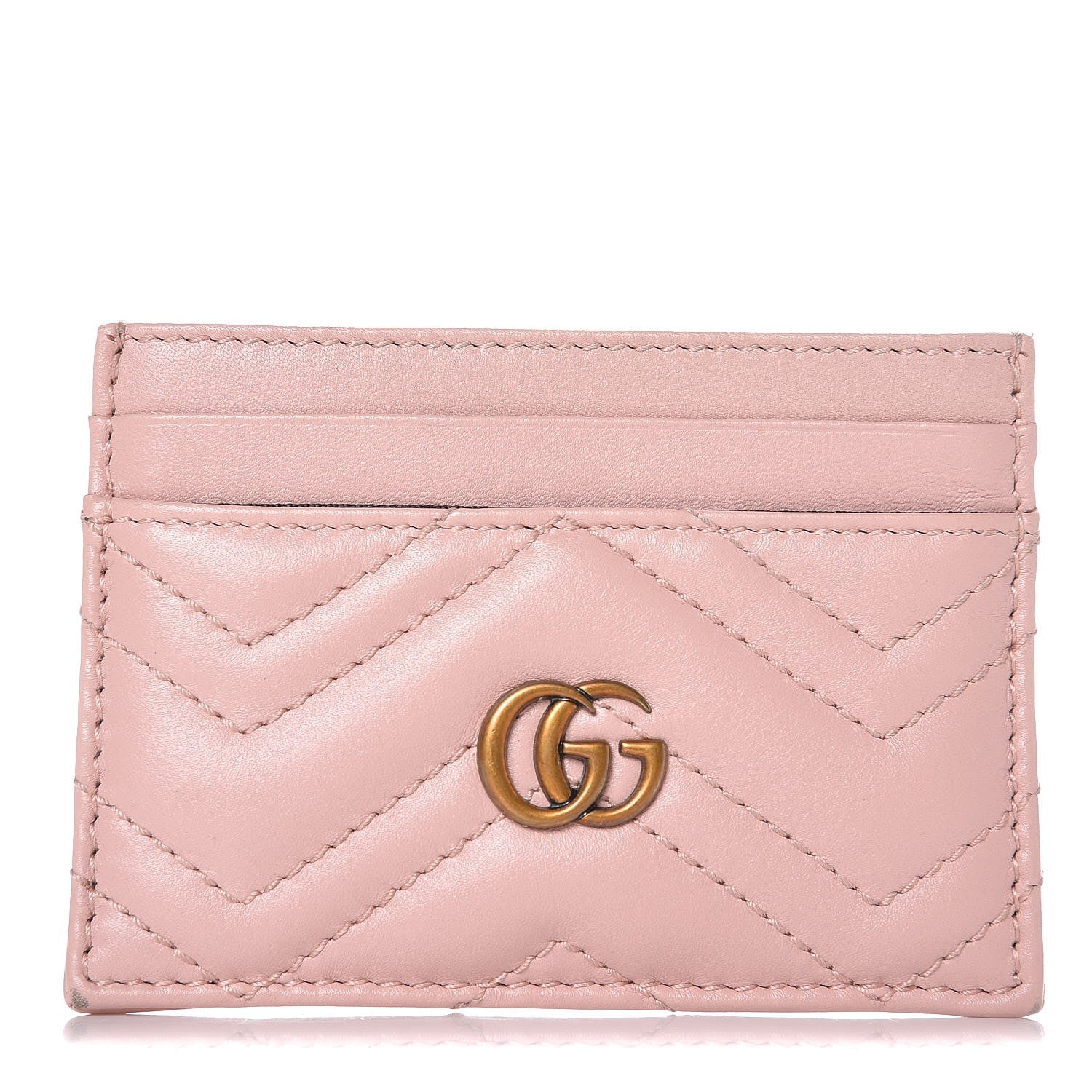 Gucci Calfskin Matelasse GG Marmont Card Holder Perfect Pink 1 of 7