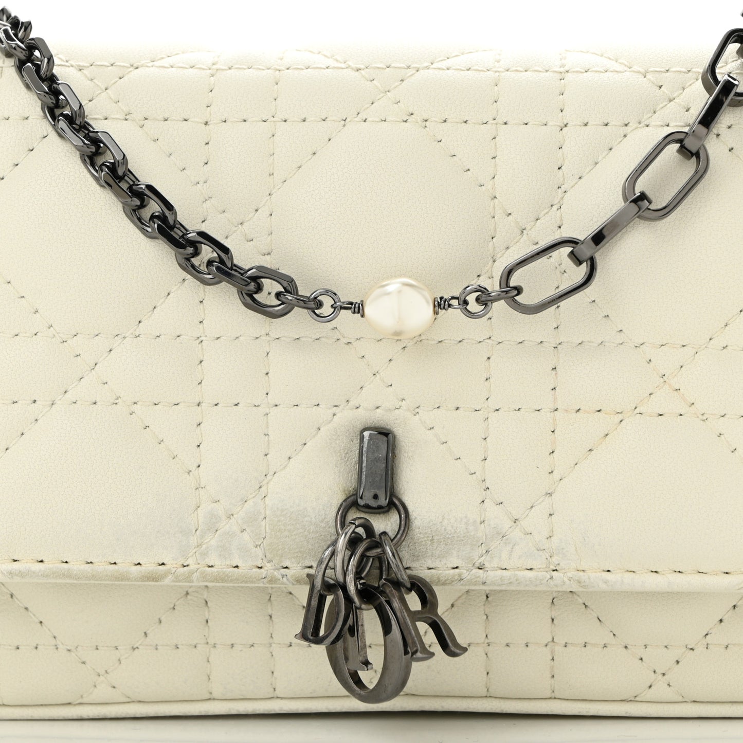 Calfskin Cannage Lady Dior Phone Pouch Latte