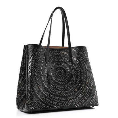 Alaia Calfskin Grommet Studded Large Mina Tote Black 3 of 10