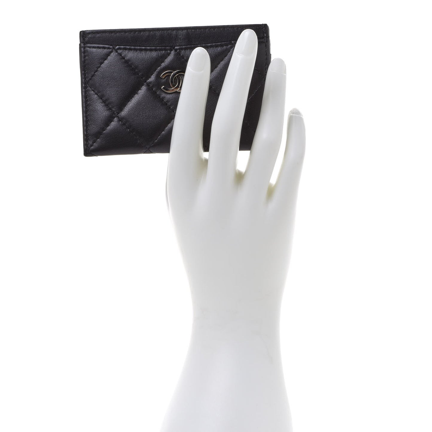 Lambskin Quilted Card Holder Black