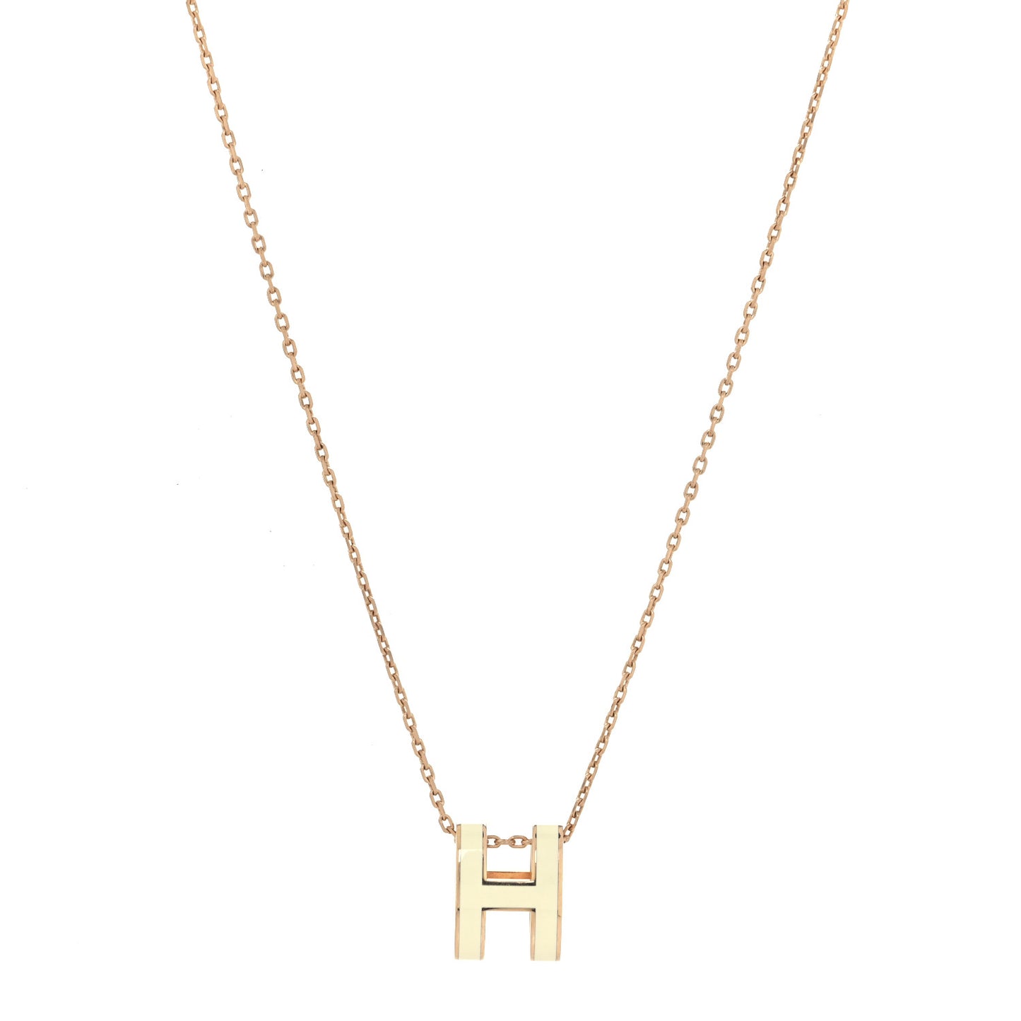 Lacquered Rose Gold Pop H Pendant Necklace White