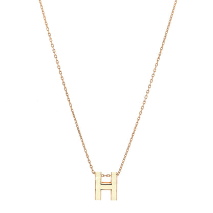 Hermes Lacquered Rose Gold Pop H Pendant Necklace White 1 of 5