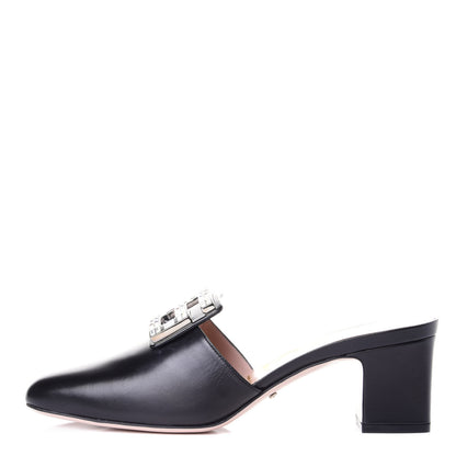 Gucci Malaga Kid Crystal Square G Madelyn Mules 39.5 Black 1 of 10