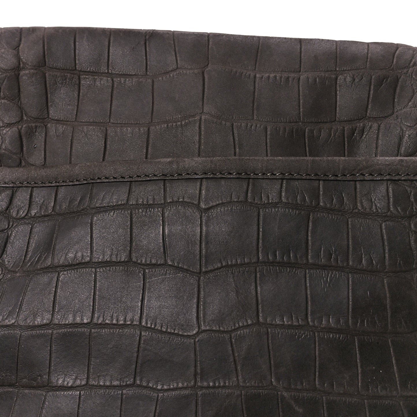 Nubuck Crocodile Embossed Monogram Medium Niki Chain Satchel Wood