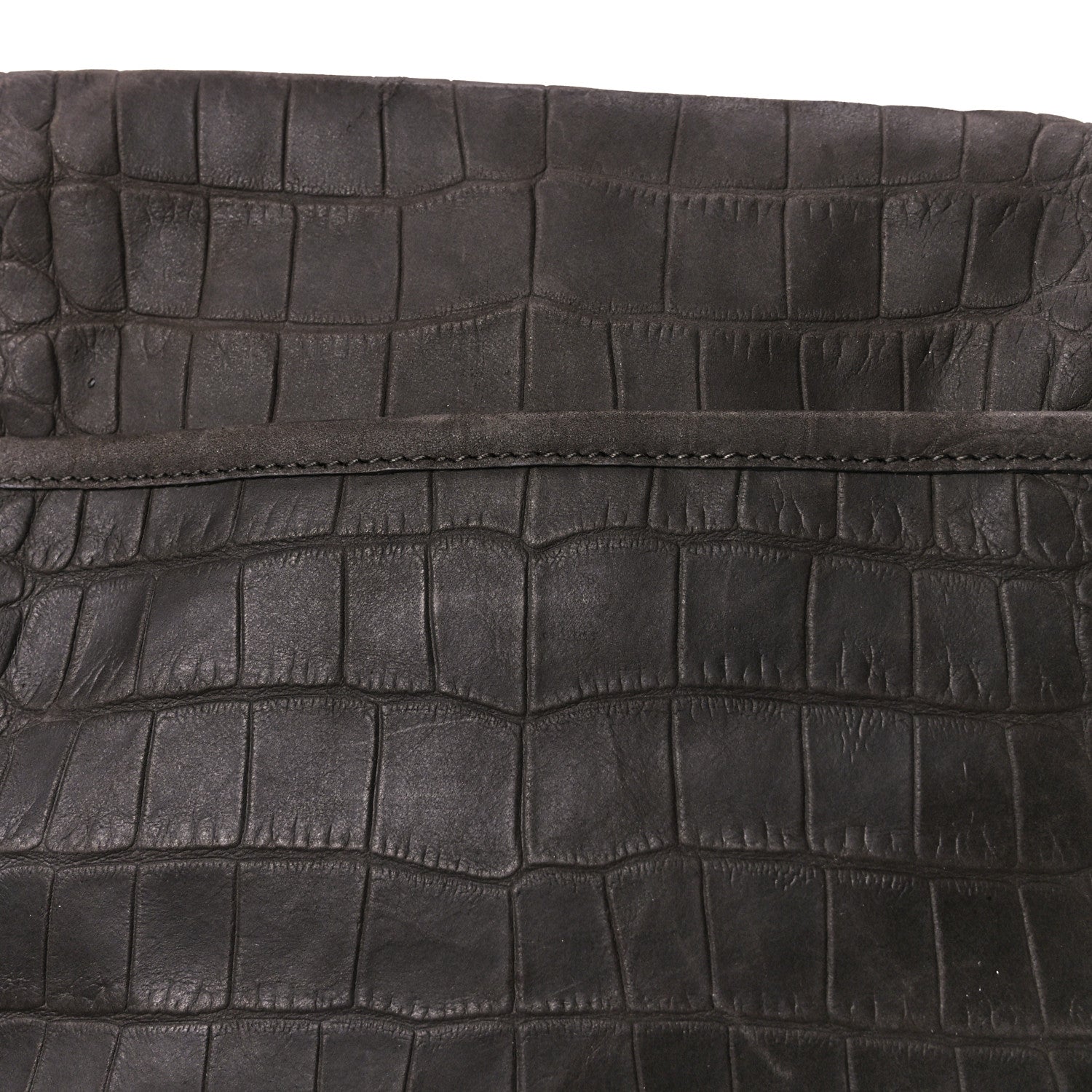 Saint Laurent Nubuck Crocodile Embossed Monogram Medium Niki Chain Satchel Wood 12 of 12