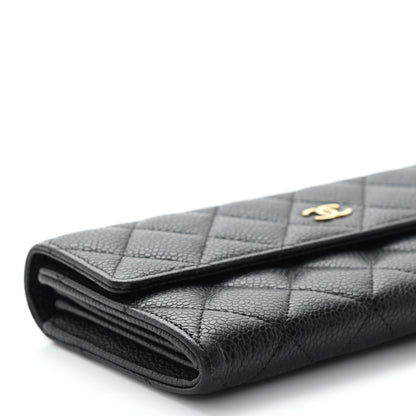 Chanel Caviar Quilted Large Gusset Flap Wallet Black 9 of 10