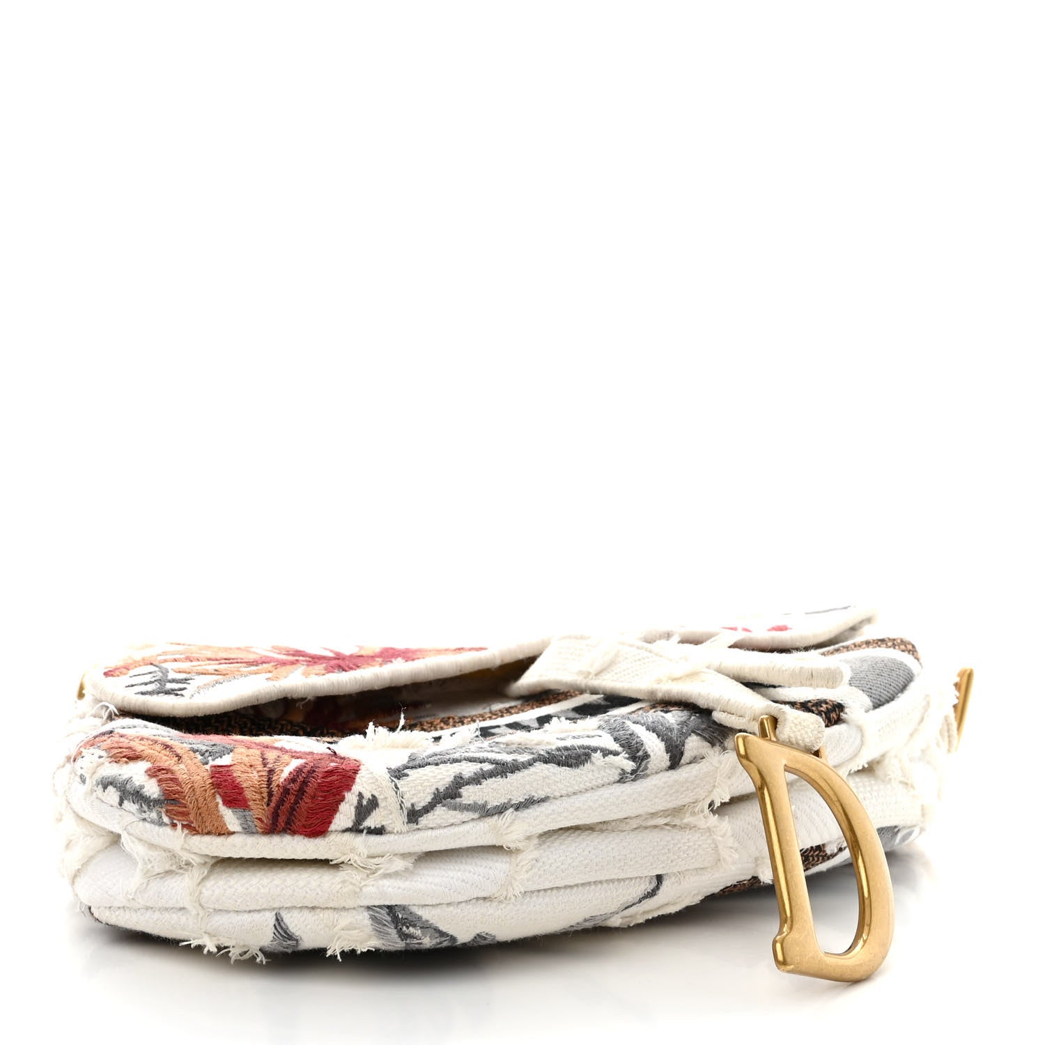 Christian Dior Canvas Embroidered Camouflage Flowers Saddle Bag Latte Multicolor 4 of 10