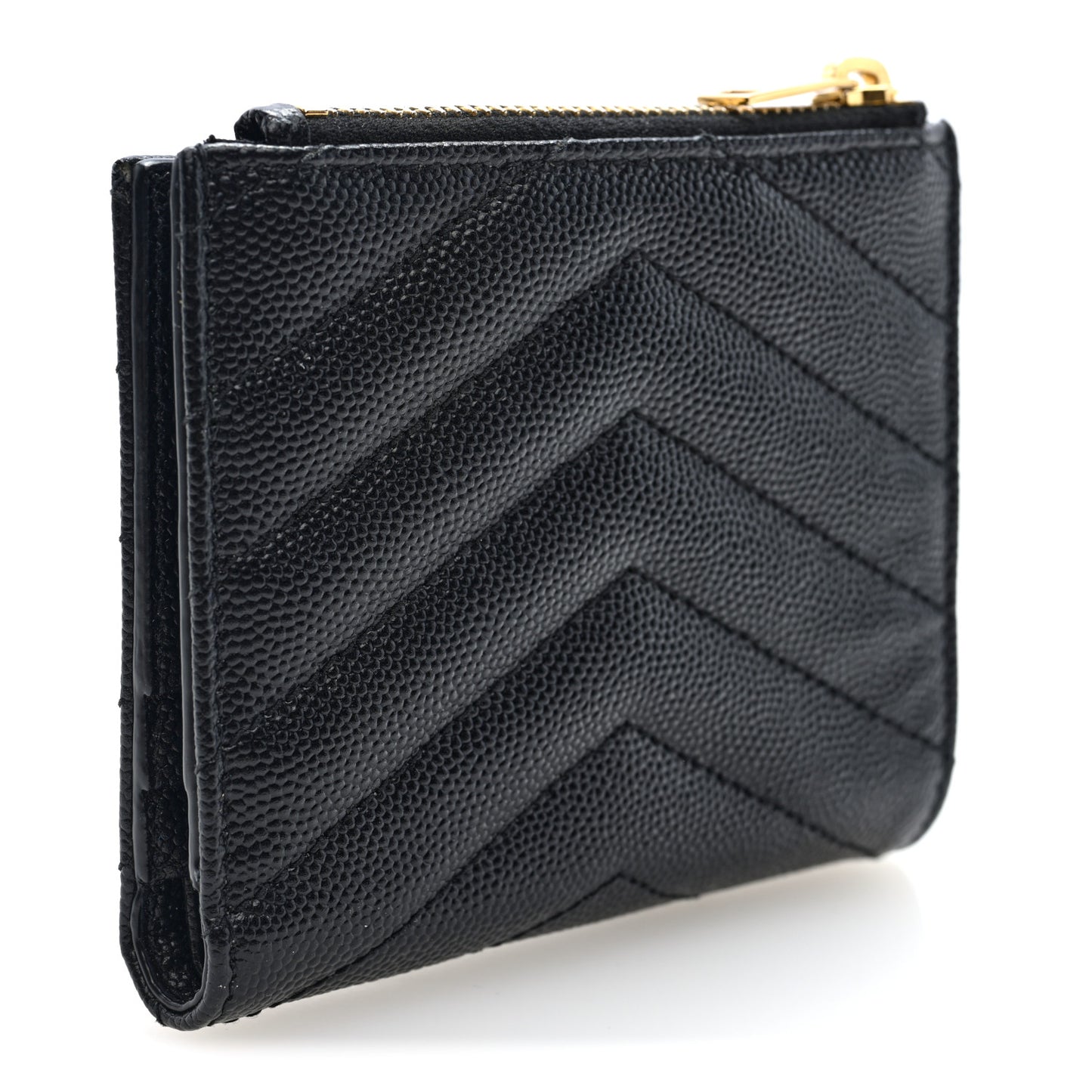 Grain De Poudre Matelasse Chevron Monogram Zipped Card Case Black