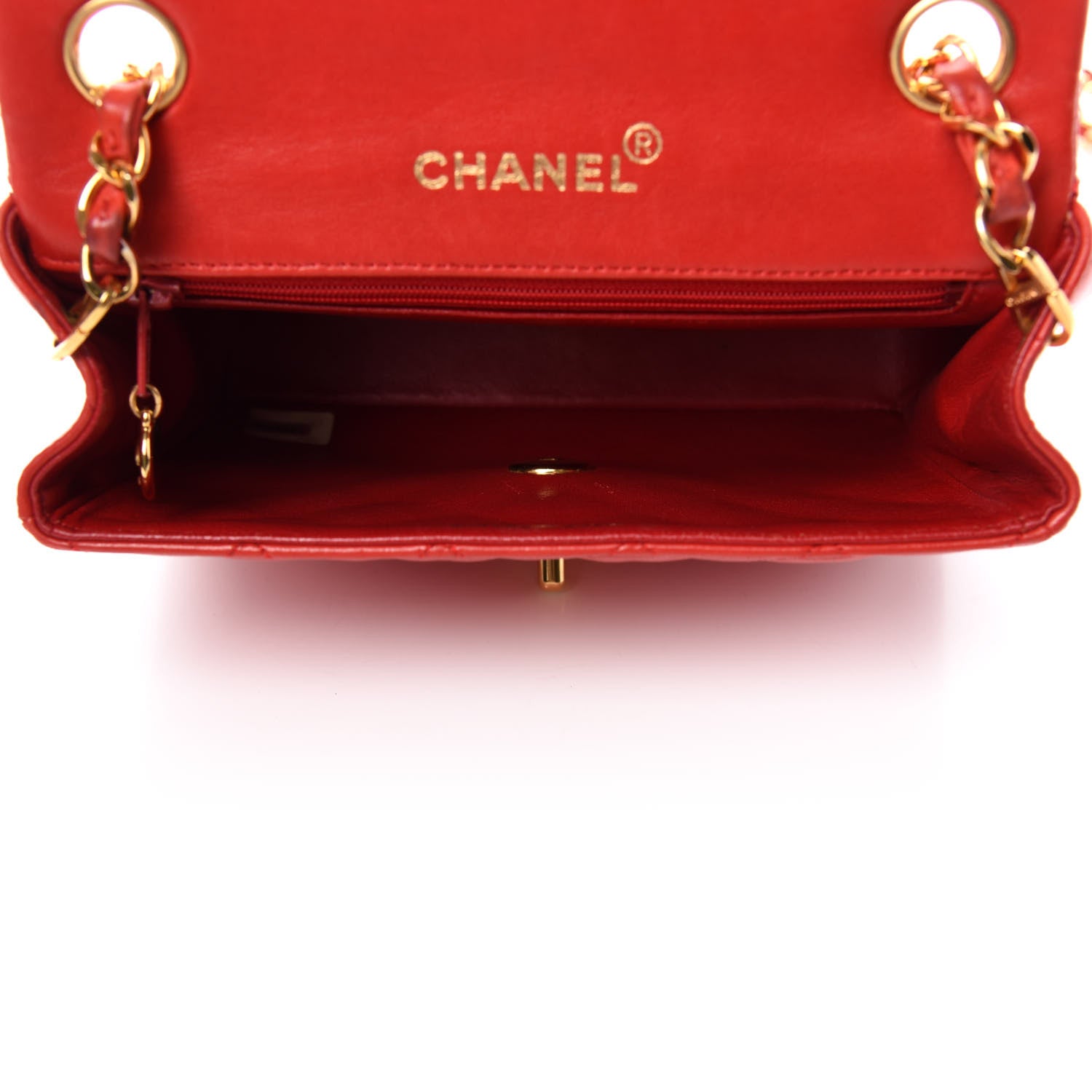 Chanel Lambskin Quilted Mini Square Flap Red 5 of 14