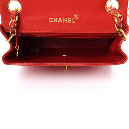 Chanel Lambskin Quilted Mini Square Flap Red 5 of 14