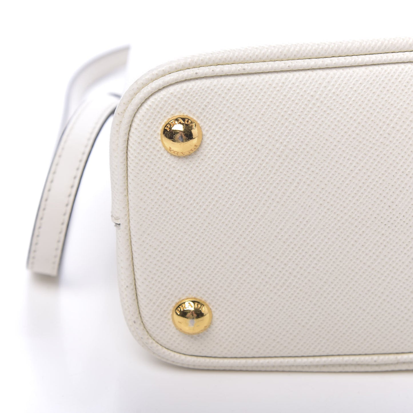 Saffiano Cuir Calfskin Small Panier Bucket Bag White Black