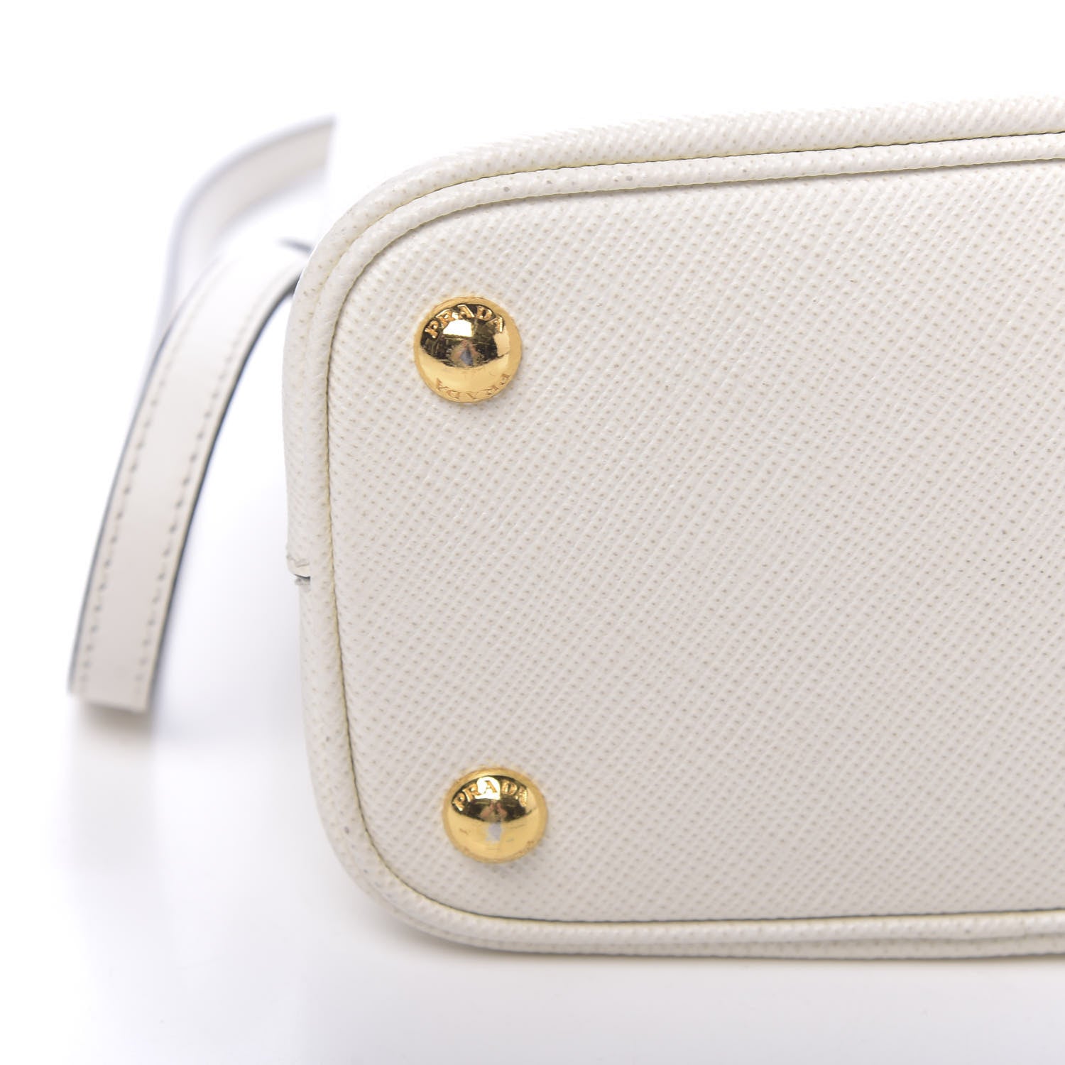 Prada Saffiano Cuir Calfskin Small Panier Bucket Bag White Black 11 of 12