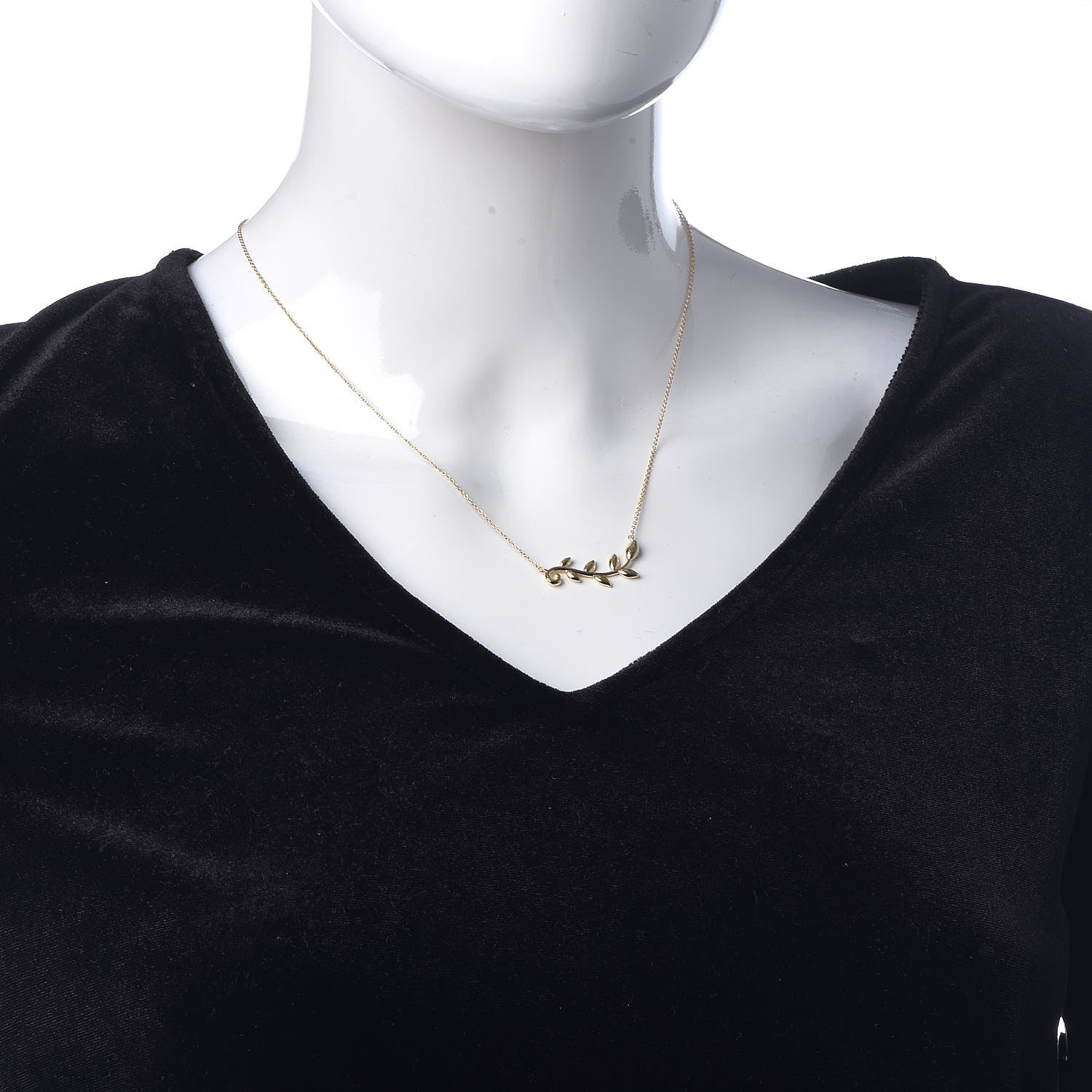 Tiffany 18K Yellow Gold Paloma Picasso Olive Leaf Vine Pendant Necklace 2 of 6