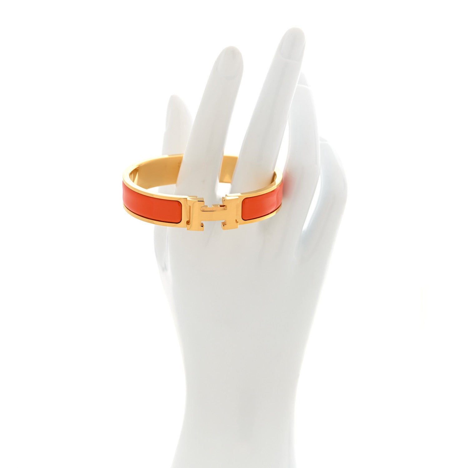 Hermes Enamel Narrow Clic Clac H Bracelet PM Orange 2 of 5