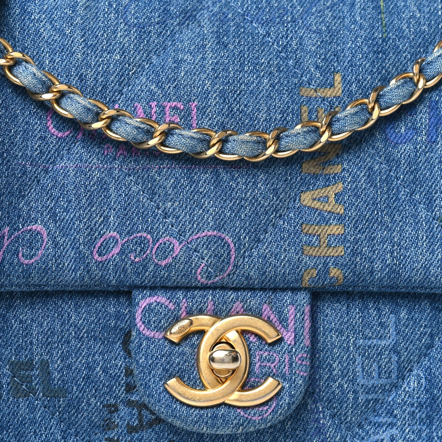 Denim Quilted Denim Large Mood Flap Blue Multicolor