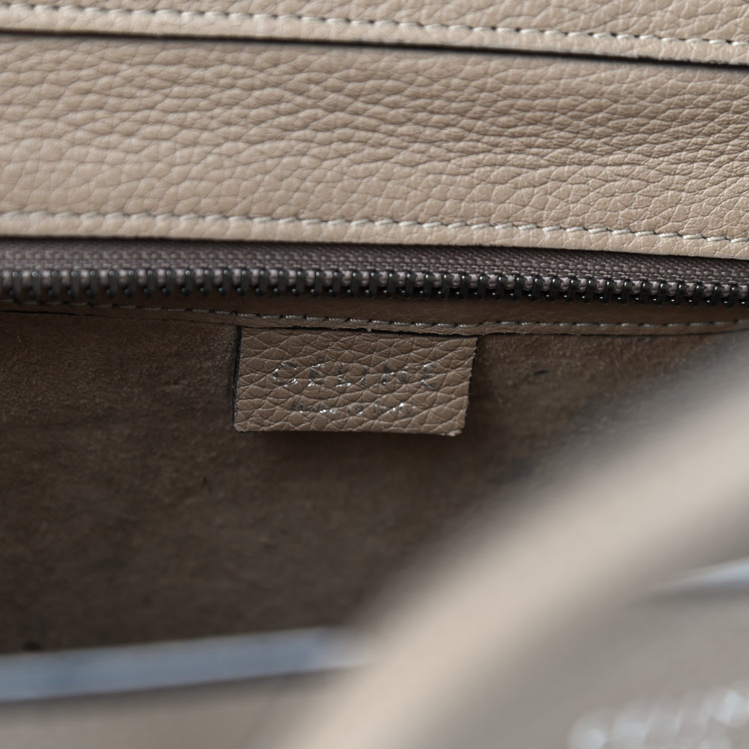 Celine Drummed Calfskin Nano Luggage Dune 9 of 16