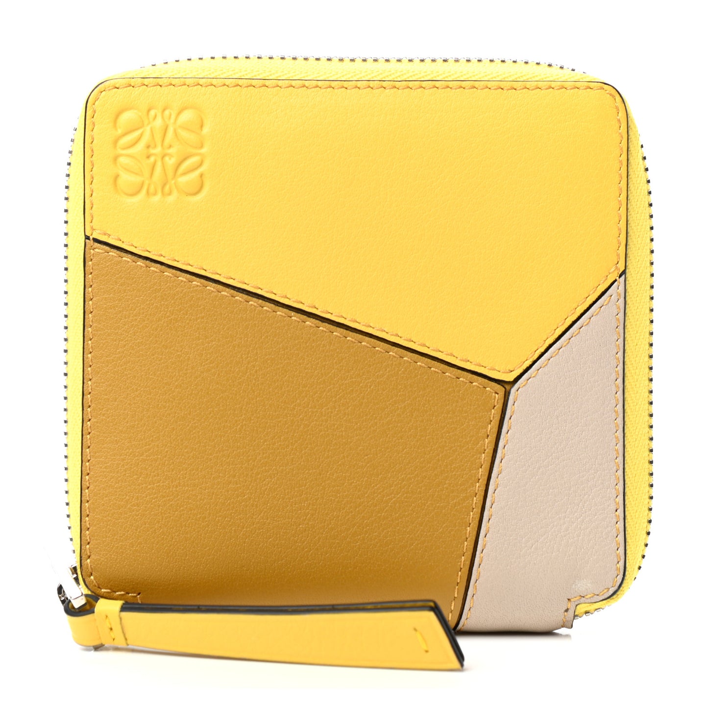 Calfskin Small Puzzle French Zip Around Wallet Ochre Yellow