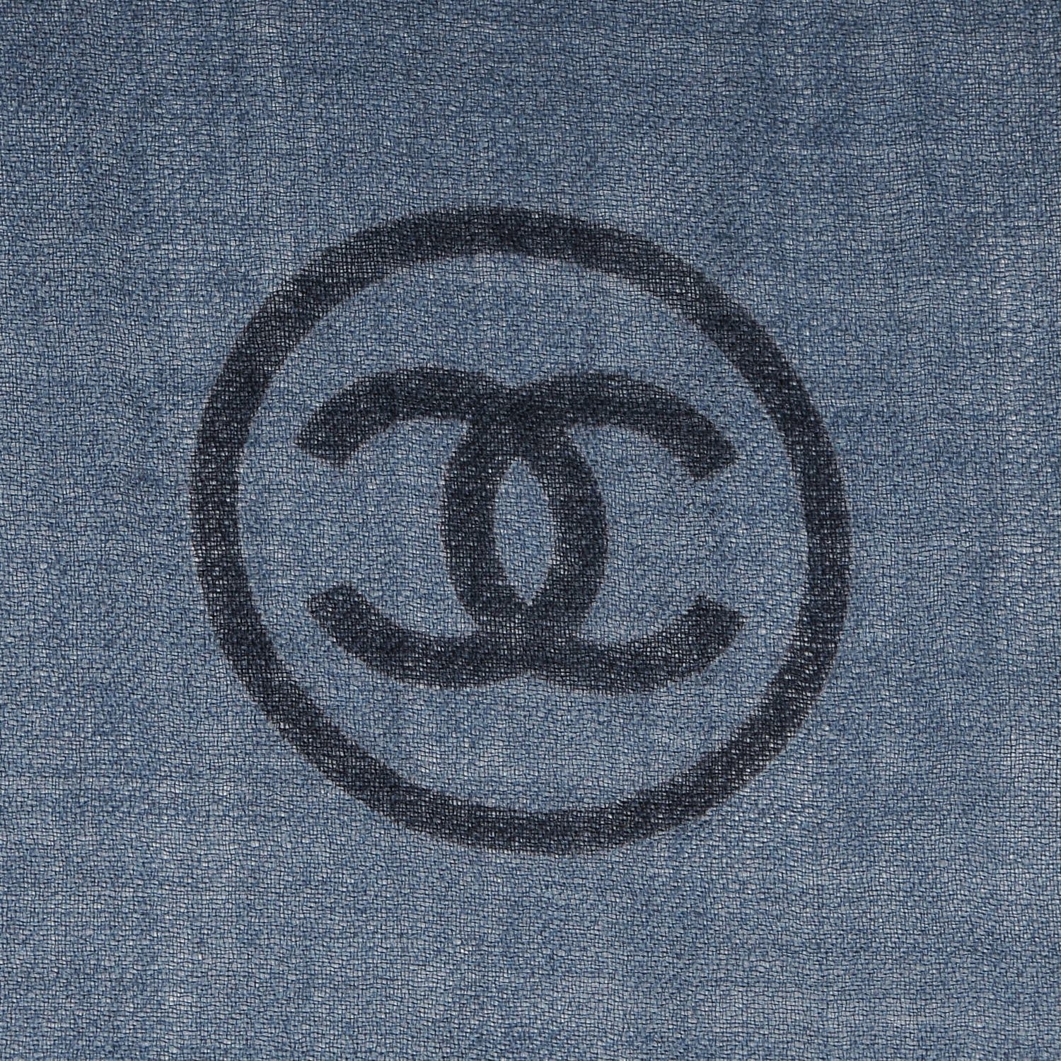 Chanel Cashmere CC Cinema Scarf Blue White 5 of 5