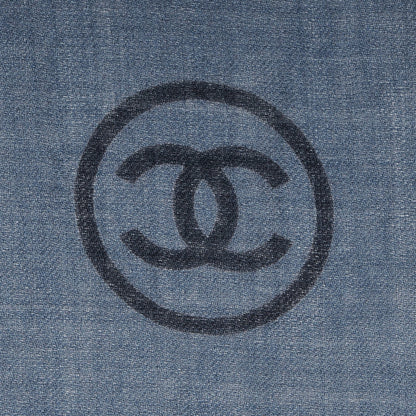 Chanel Cashmere CC Cinema Scarf Blue White 5 of 5