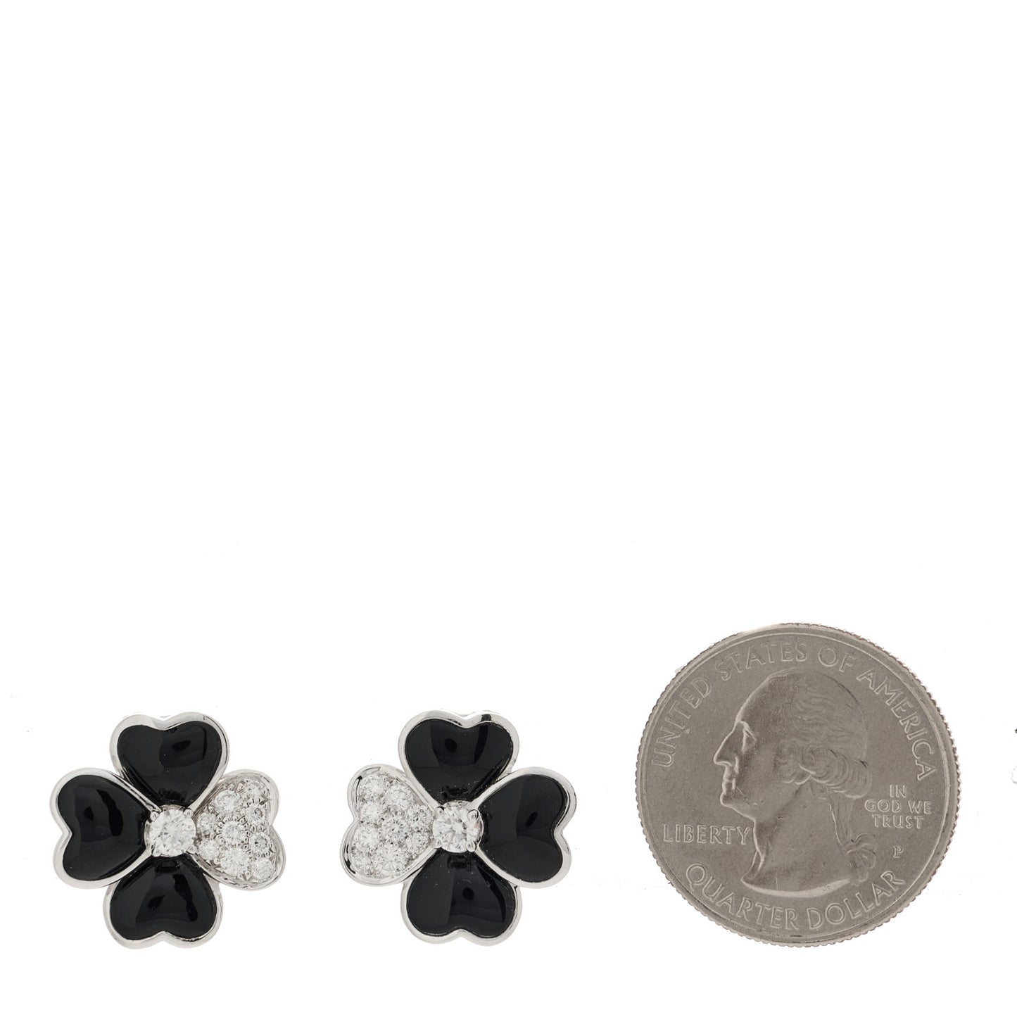 18K White Gold Diamond Black Onyx Small Cosmos Earrings