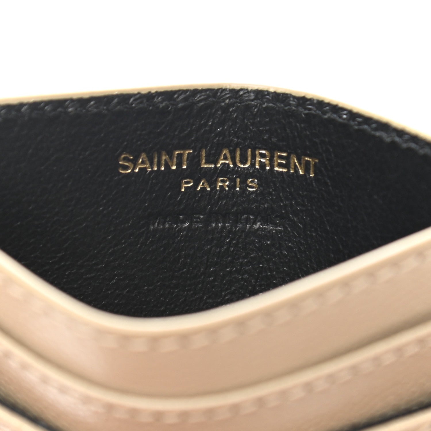 Saint Laurent Grain De Poudre Matelasse Chevron Monogram Credit Card Case Sea Salt 6 of 9
