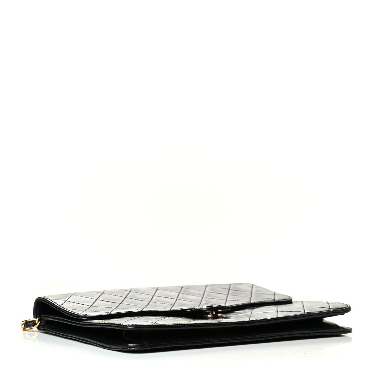 Lambskin Quilted Jumbo Single Flap Black