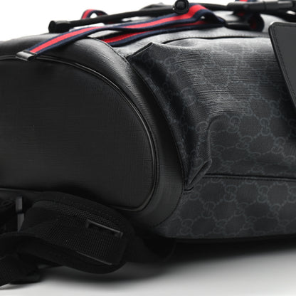Gucci Soft GG Supreme Monogram Appia Calfskin Web Double Buckle Backpack Black 9 of 10