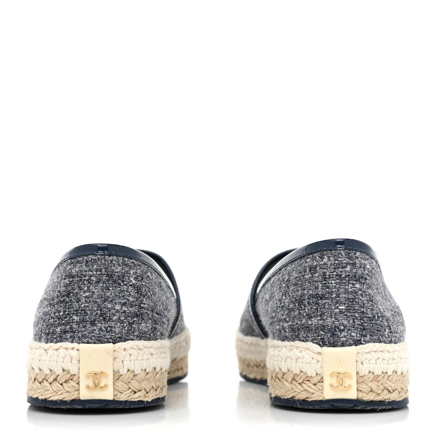 Fabric Patent Calfskin CC Espadrilles 37 Blue