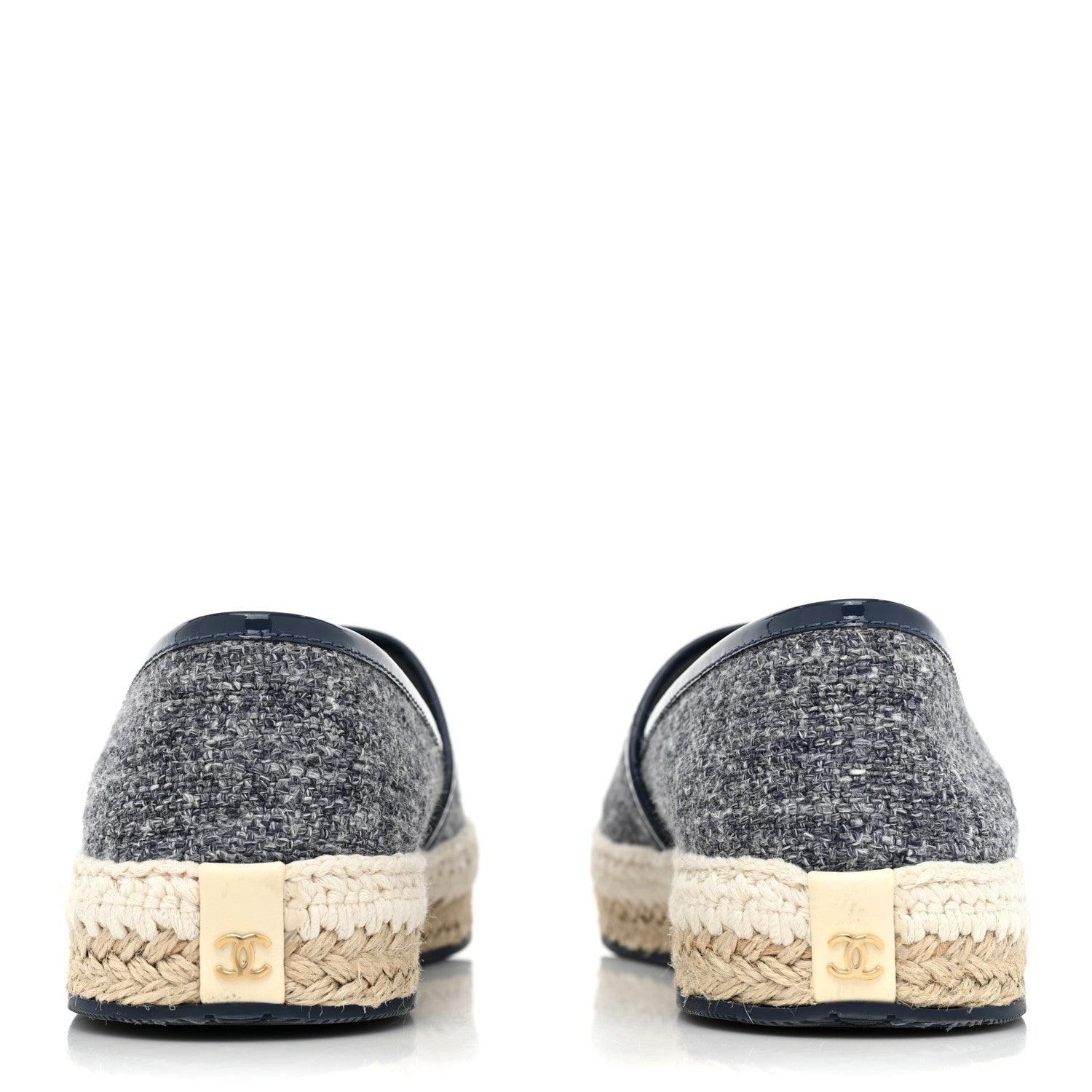 Chanel Fabric Patent Calfskin CC Espadrilles 37 Blue 4 of 11