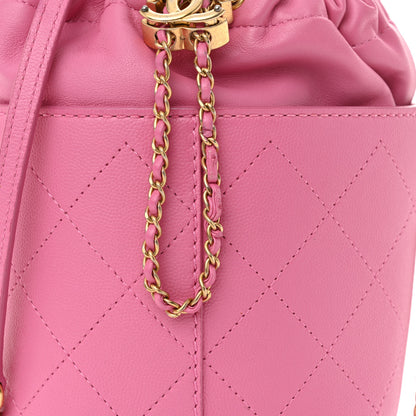 Chanel Calfskin Small CC Chain Bucket Drawstring Bag Pink 8 of 10