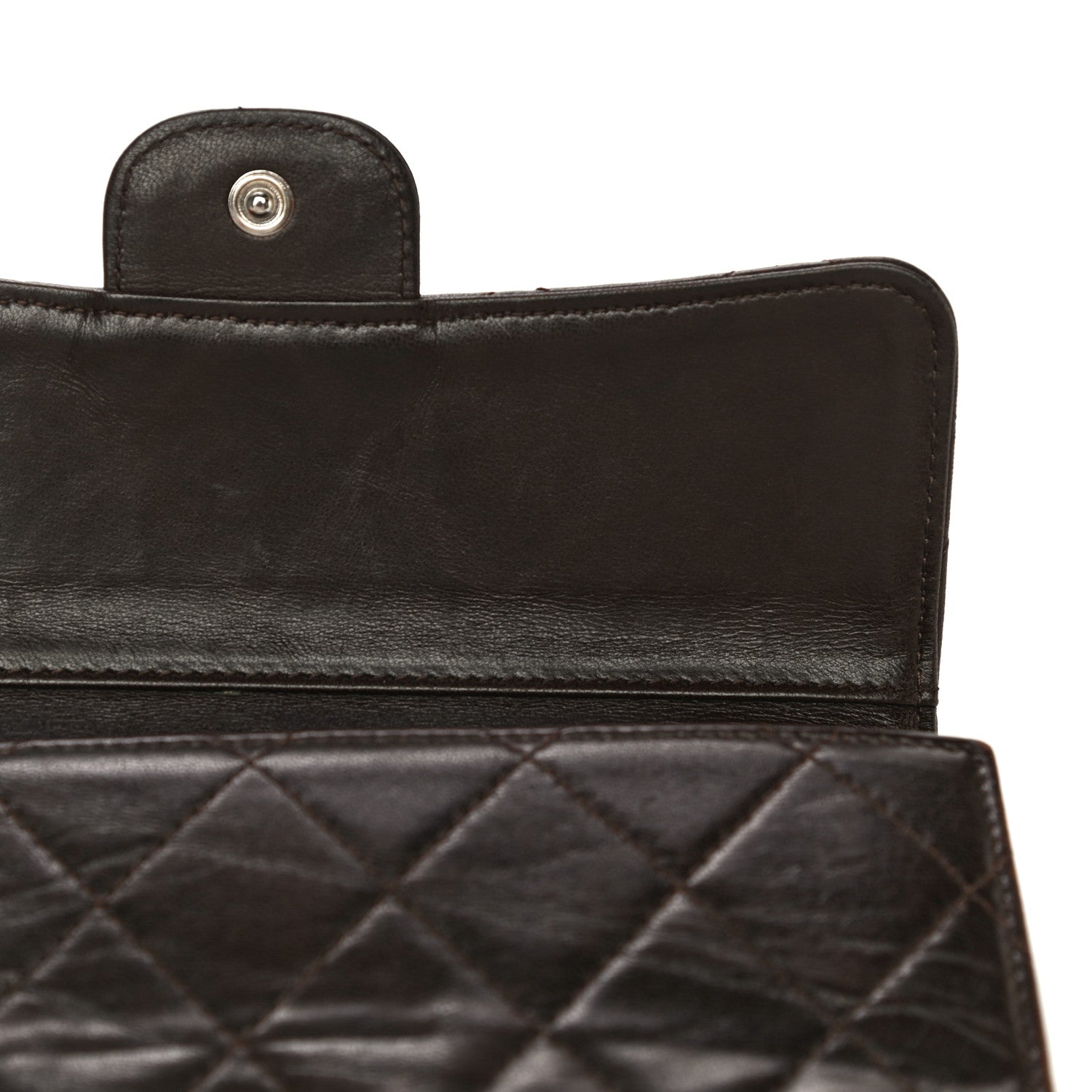 Chanel Lambskin Quilted Large Flap Wallet Dark Brown 21 of 30