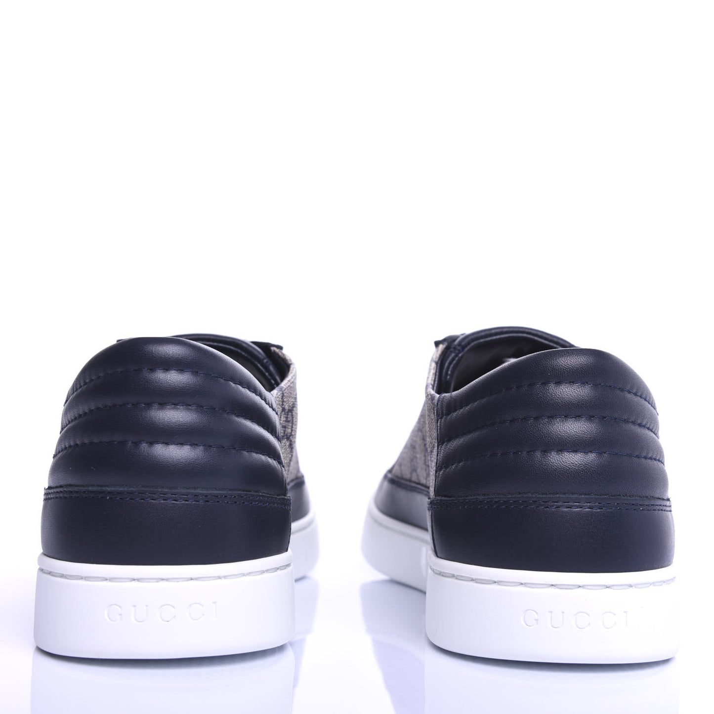 GG Supreme Monogram Calfskin Mens Low Top Sneakers 8 Blue Beige