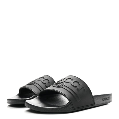 Gucci Rubber Womens Logo Slide Sandals 38 Black 4 of 10