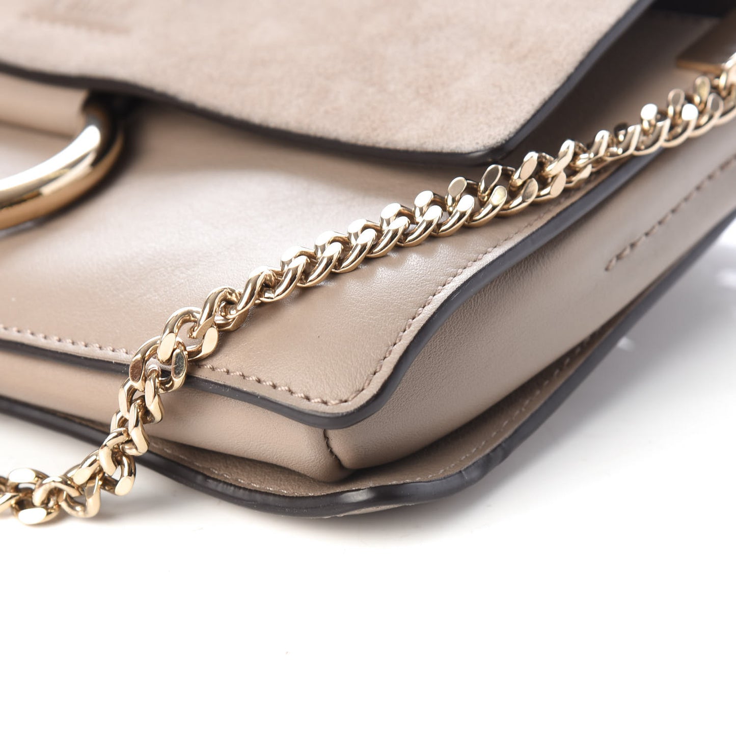 Suede Calfskin Small Faye Shoulder Bag Motty Grey
