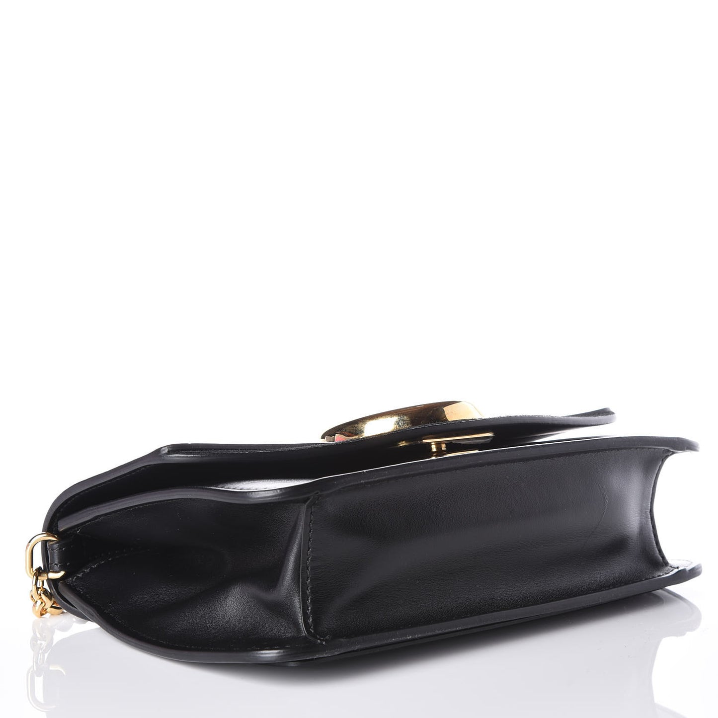 Calfskin Suede C Clutch With Chain Black