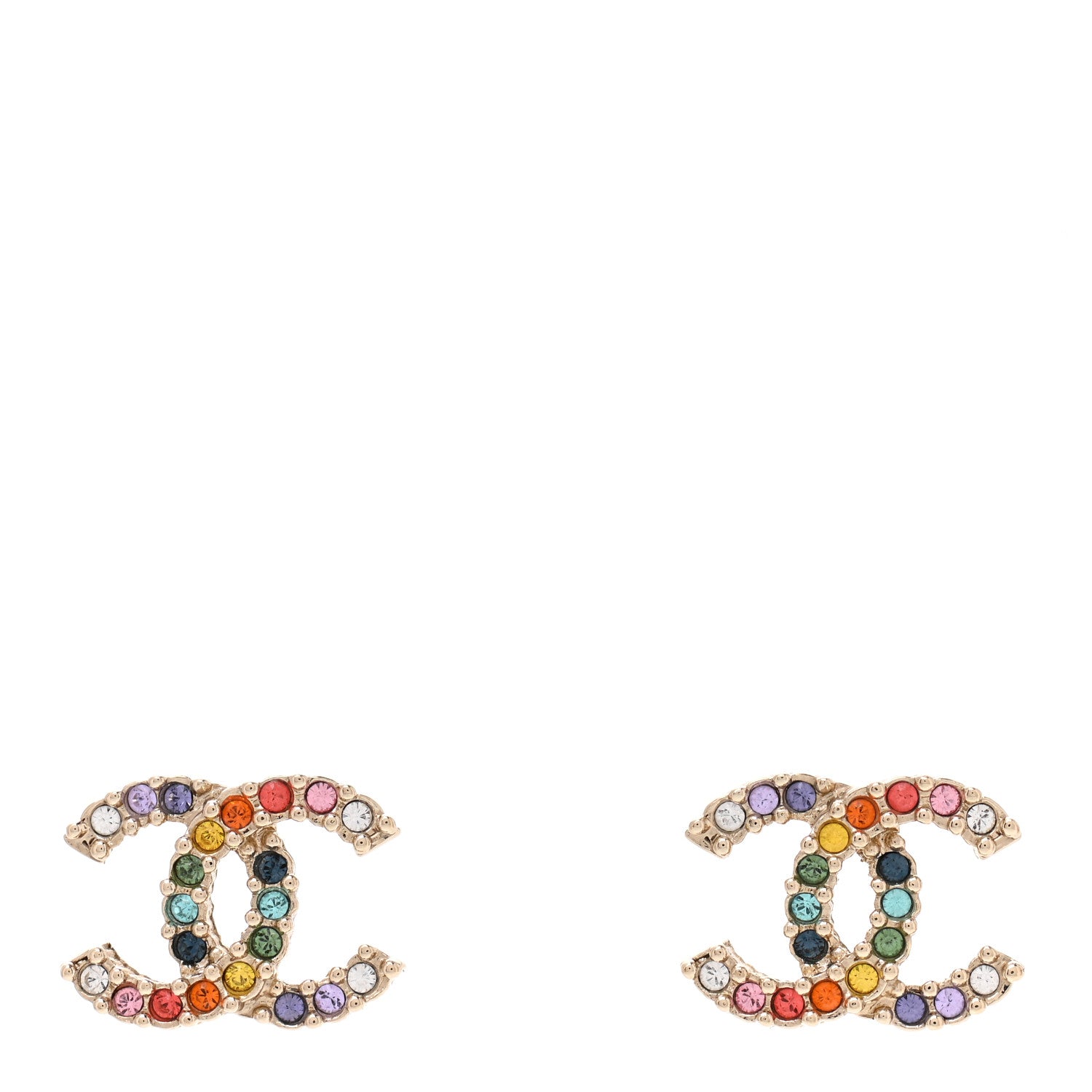 Chanel Crystal Over The Rainbow CC Earrings Gold Multicolor 1 of 4