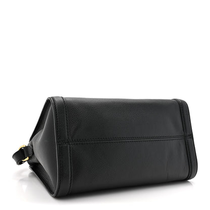 Alexander McQueen Pebbled Calfskin Small Skull Padlock Zip Around Tote Black 4 of 13